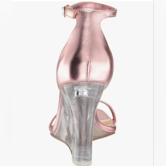 Steve Madden Isobel Pink Metallic Clear Lucite Wedge Sandals Size 8.5  NWOB - Picture 5 of 16